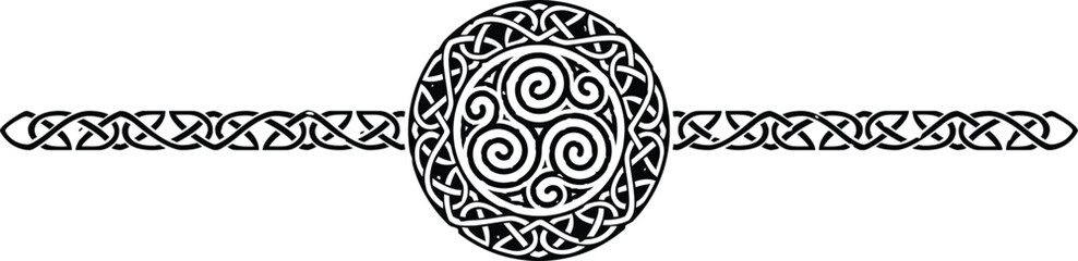 Ornate Celtic Pattern Circle Header with Triskeles