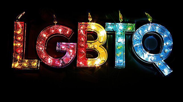 LGBTQ concept, the word LGBTQ written in colorful paint splashes on a black background