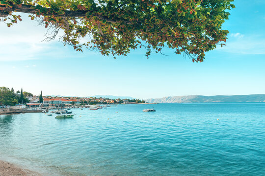 Beautiful summer morning view of Selce, picturesque village in Kvarner bay at Adriatic sea coast