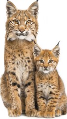 Obraz premium Andean mountain cat and kitten portrait with empty space for text, object on the side