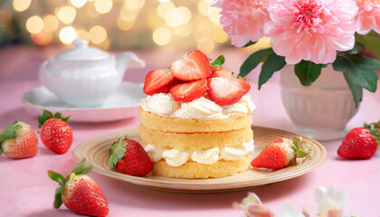 Obraz na płótnie Canvas Food Photography - Strawberry Shortcake