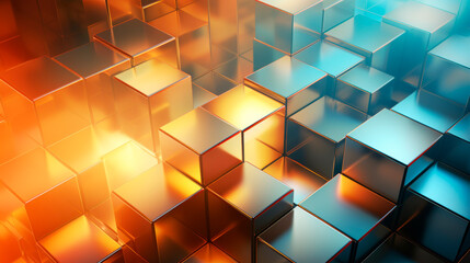 Obraz premium A collection of cubes in various colors, from vivid reds and blues to soft greens and yellows, creating a vibrant and diverse visual composition. Banner. Copy space