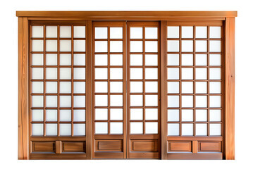 Traditional Japanese door. room divider or window or  consisting isolated on white transparent background, png