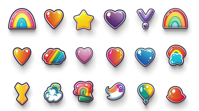 LGBTQ community concept, set of colorful logo icons isolated on white background