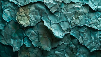  A macro image of a green sheet of paper adorning the wall - obrazy, fototapety, plakaty