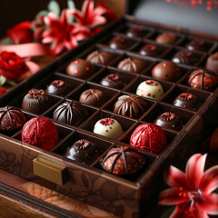 chocolate candies in box