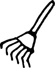 Garden tools hand drawn doodle illustration rake