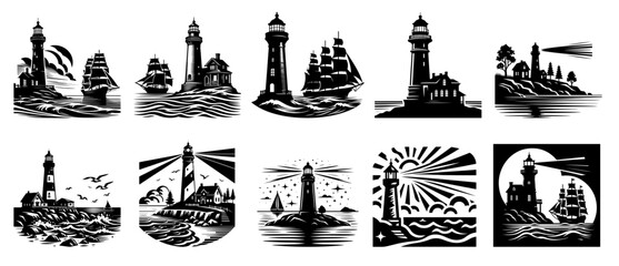Lighthouse Vector,  Lighthouse Silhouette for laser cutting, and engraving, Lighthouse Cut File
