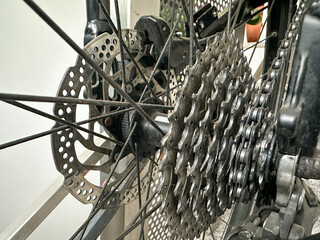 the sprocket of a bicycle. detail.