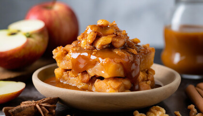 Food Photography - Apple Crisp with Caramel Sauce