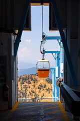 Orange cable car at Monarch pass in Colorado