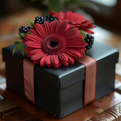 gift box and flowers
