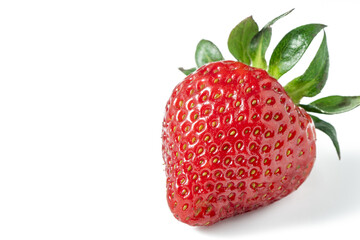 Isolated strawberry. Single strawberry fruit isolated on white background, with clipping path
