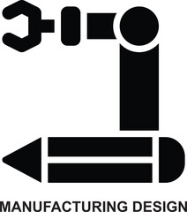 manufacturing design, industrial design, production design, robotic design, manufacture design, manufacturing planning expanded solid or glyph style icon for web mobile app presentation printing
