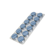 3d render medicine tablet with silver blister pack pharmaceutical product for healthcare treatment
