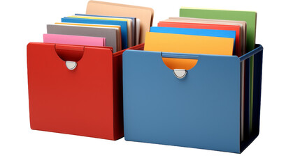 A colorful array of folders lined up neatly next to each other