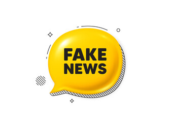 Fake news tag. Comic speech bubble 3d icon. Media newspaper sign. Daily information symbol. Fake news chat offer. Speech bubble comic banner. Discount balloon. Vector