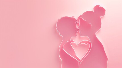 a pink background with a mother and son outline, a mothers day background, a pink color mothers Day background, a pink love background, a love background, mother and son love, love pink background