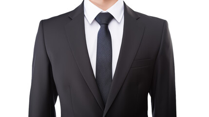 A striking man exudes elegance in a sleek black suit and tie