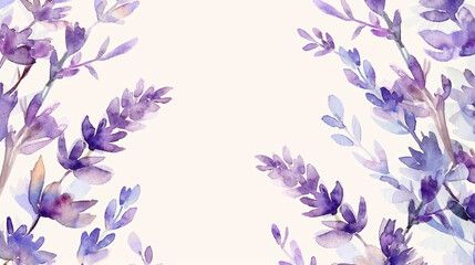 Fototapeta na wymiar A watercolor painting featuring vibrant purple flowers on a clean white background. The delicate brush strokes capture the beauty of the flowers in intricate detail. Banner. Copy space