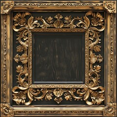 Naklejka premium Elegant Black and Gold Baroque Styled Frame