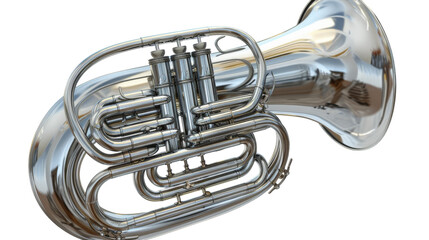 Close-up of a French horns intricate curves and shining brass details