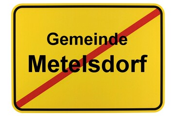 Illustration eines Ortsschildes der Gemeinde Metelsdorf in Mecklenburg-Vorpommern