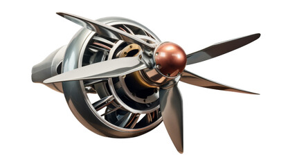 A metal propeller spins gracefully with a shiny copper ball perched on top - Powered by Adobe