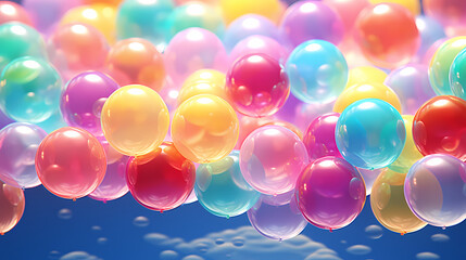 Fototapeta na wymiar Colorful birthday balloons create a cheerful atmosphere