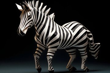 Fototapeta na wymiar Paperstyle origami zebra, paperstyle zebra, origami zebra