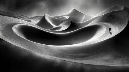 A monochromatic image of a wave in water, captured in two separate photos and merged into one