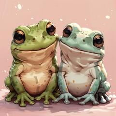 Happiness in a Hop: Animated Green Frog Emoji Sticker, Designed in Line Drawing Style to Bring Smiles and Positivity to Your Chats. wild, wilderness.