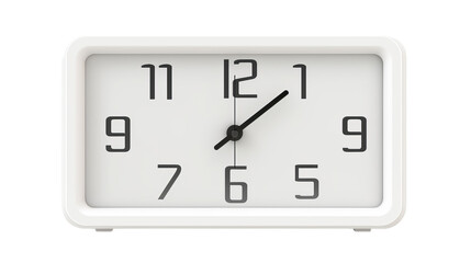A minimalist white clock with bold black numbers, showcasing a timeless and elegant design