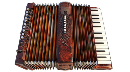 Detailed view of an accordion on a white background - obrazy, fototapety, plakaty