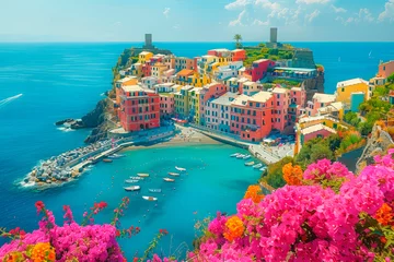 Tuinposter Riomaggiore is a charming Italian town in the province of Liguria, Italy. A fragment of architecture © Tjeerd