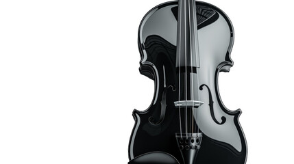 A black violin set against a stark white background, showcasing elegant simplicity