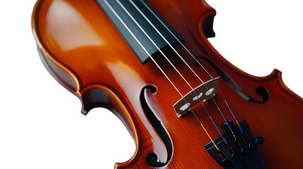 Close-up of a violin resting delicately on a white canvas