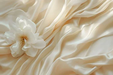 Foto op Plexiglas Macro shot of cream-colored dahlia flower. © beltedk
