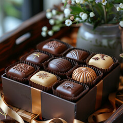 chocolate candies in a box