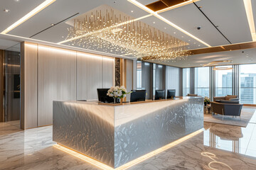 A luxury business office with an abstract lighting design
