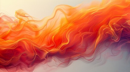  An image of orange, red, and yellow swirls on a white canvas against a light blue sky - obrazy, fototapety, plakaty
