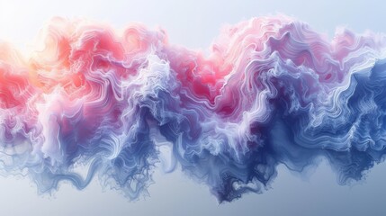  A vivid abstract depiction of smoke in shades of red, white, and blue rising from a sheet of paper's rear - obrazy, fototapety, plakaty