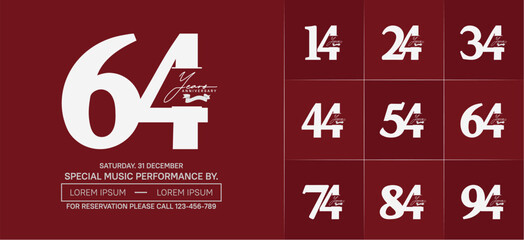 Set of Anniversary Logotype with white ribbon, white color can be use for special day celebration