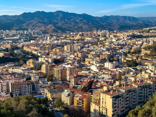 Naklejka premium An aerial view of Malaga from Gibralfaro Castle