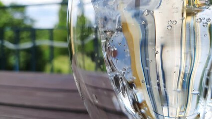 Water therapy. glass of sparkling water on hot summer day. Drink water before meals. Healthy lifestyle