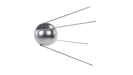 Classic metal satellite isolated on transparent and white background. Space concept. 3D render