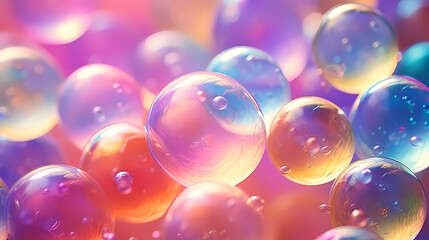 Colorful spheres on bright pastel background
