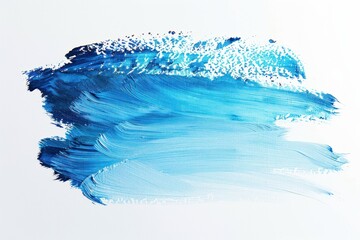 A blue brush stroke on a white background. The brush stroke is very thick and has a lot of texture. The brush stroke could represent a feeling of freedom or creativity - obrazy, fototapety, plakaty