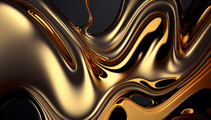 Metallic abstract wavy liquid background. Gradient design element for backgrounds, banners,...
