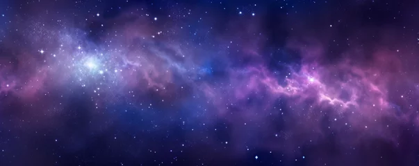 Tafelkleed A vast expanse of space filled with numerous stars twinkling against a backdrop of billowing clouds. The stars shine brightly through the gaps in the clouds, creating. Banner. Copy space © stateronz